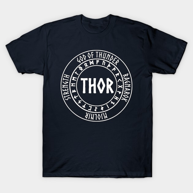Thor Norse God with Runes God of Thunder T-Shirt by AgemaApparel